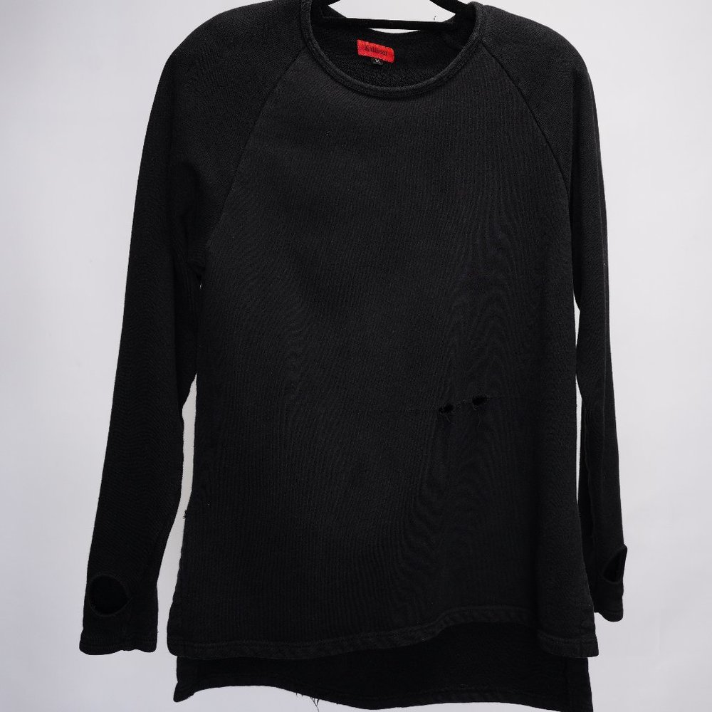 Killion Distressed Elongated Long Sleeve Sweater